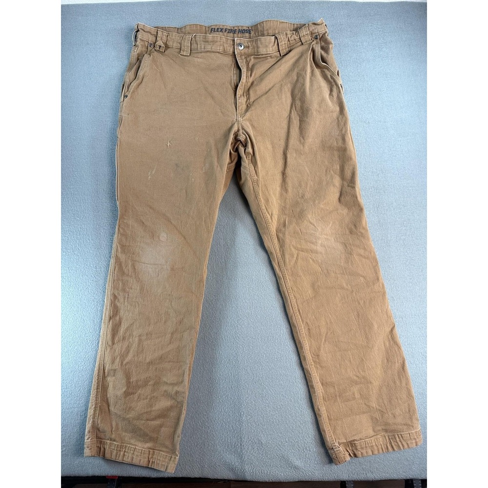 Duluth Trading Co Flex Fire Hose Pants Mens 44x34 Brown Regular Fit Carpenter